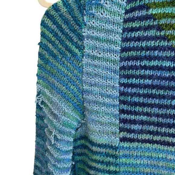 Sleeping on Snow Anthropologie Geo Knit Longline Cardigan Blue Multi Small Wool - Picture 6 of 7